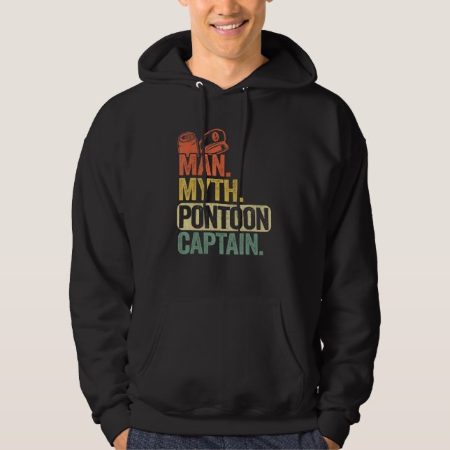 Manar Pontoon Boat Kapten Pappa Grandpa Man Myth P Hoodie (Framsida)