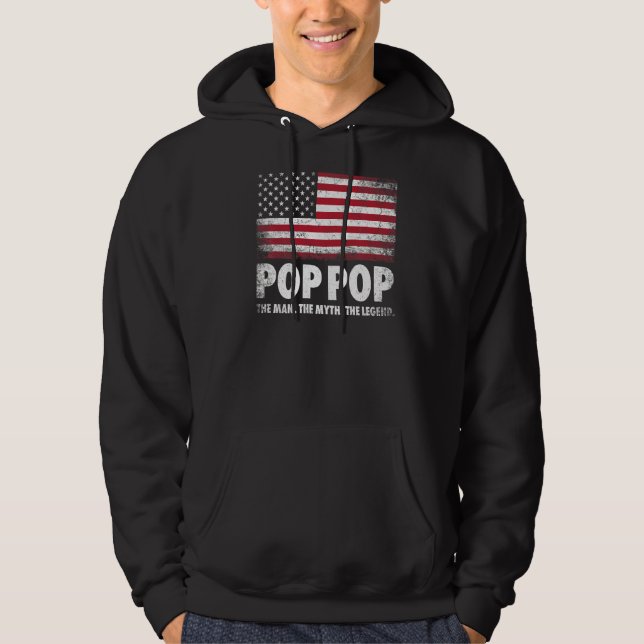 Manar Pop Pop Fars dag Man Myth Legend Ame Hoodie (Framsida)