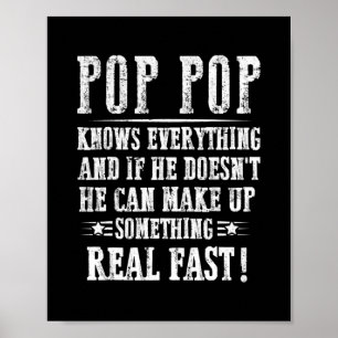 Manar Pop Pop Know Allting Fars dag Funny Poster