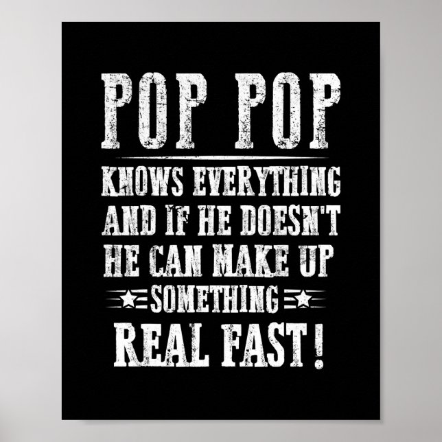 Manar Pop Pop Know Allting Fars dag Funny Poster (Framsidan)