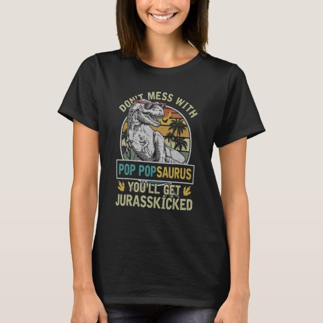 Manar Pop Pop Rex Saurus Papasaurus Dinosaurs Mana T Shirt (Framsida)