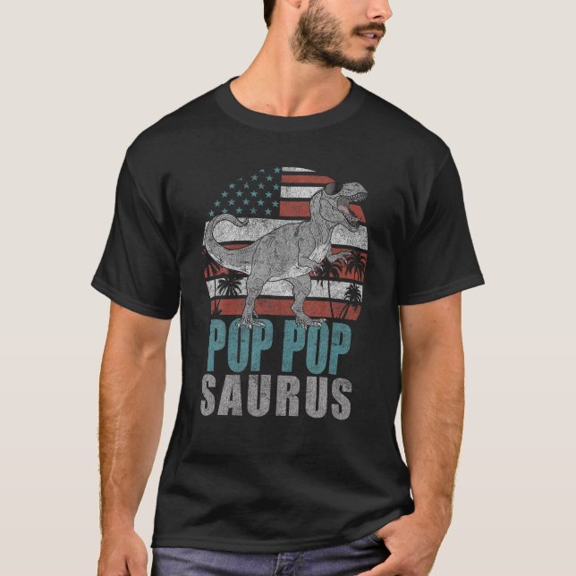 Manar Pop Popsaurus t Rex Dinosaur Grandpa Saurus  Shirt (Framsida)