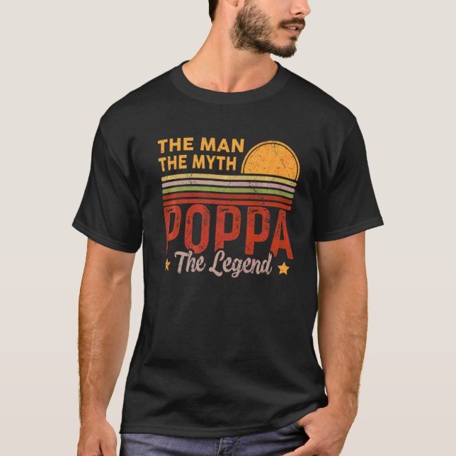 Manar Poppa The Man Myth Legend Retro Grandpa Fath T Shirt (Framsida)
