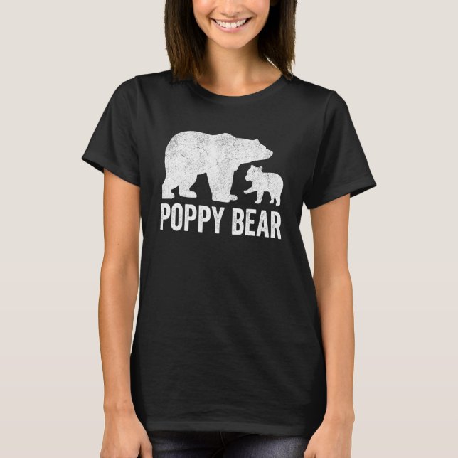 Manar Poppy Bear Fars dag Grandad Funny Unge Kid T Shirt (Framsida)