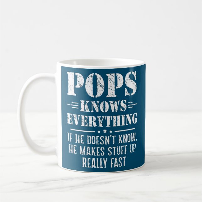Manar Pops känner till allt Fars dag Funny Pops Kaffemugg (Vänster)