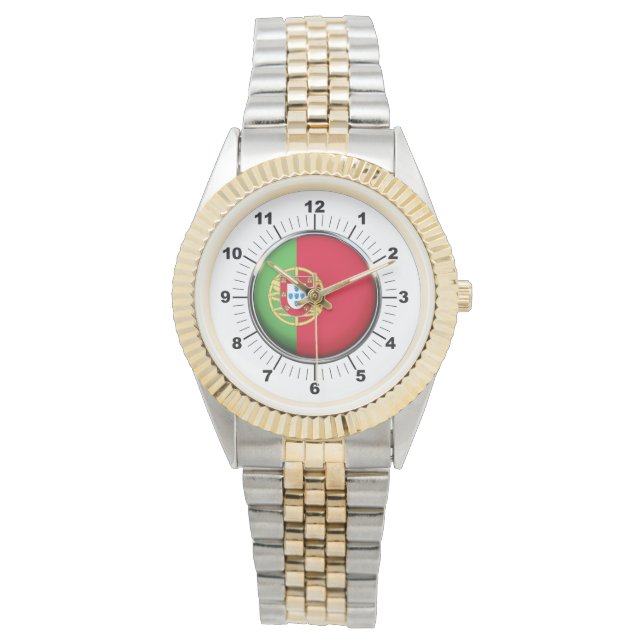 Manar Portugal Flagga 2-Tone Bracelet Watch Armbandsur (Framsida)