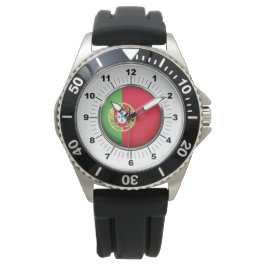Manar Portugal Flagga Black Rubber Strap Watch Armbandsur