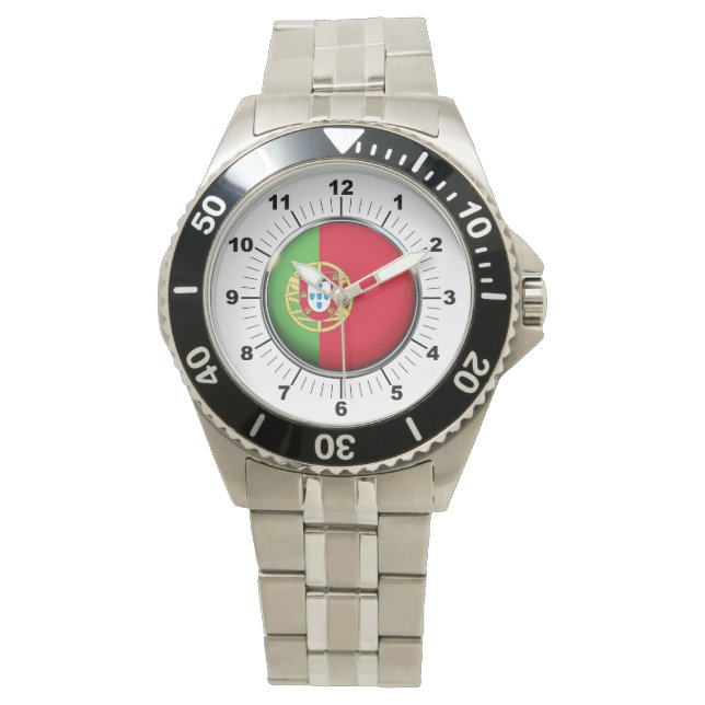 Manar Portugal Flagga Stainless Steel Bracelet Wat Armbandsur (Framsida)