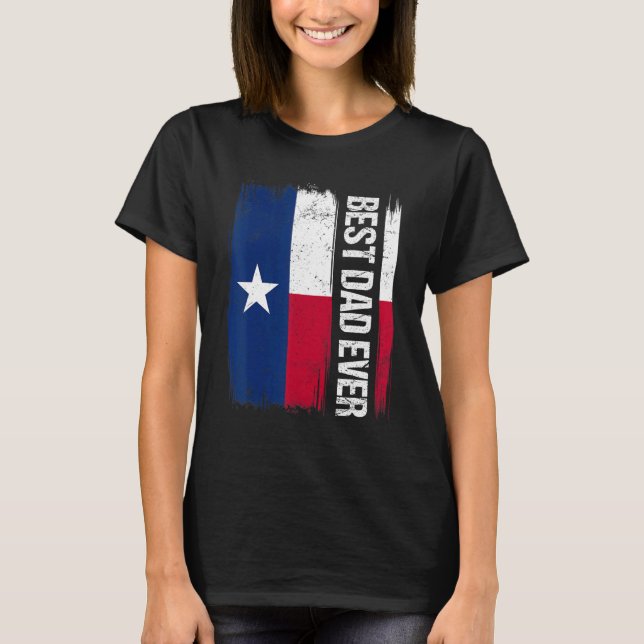 Manar Pride Best Pappa Texas Statlig flagga T Shirt (Framsida)