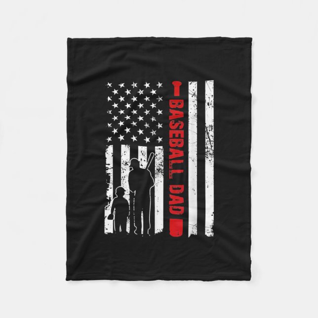 Manar Proud Baseball Pappa American Flagga Sports  Fleecefilt (Framsidan)