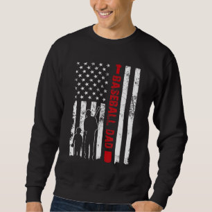 Manar Proud Baseball Pappa American Flagga Sports Lång Ärmad Tröja
