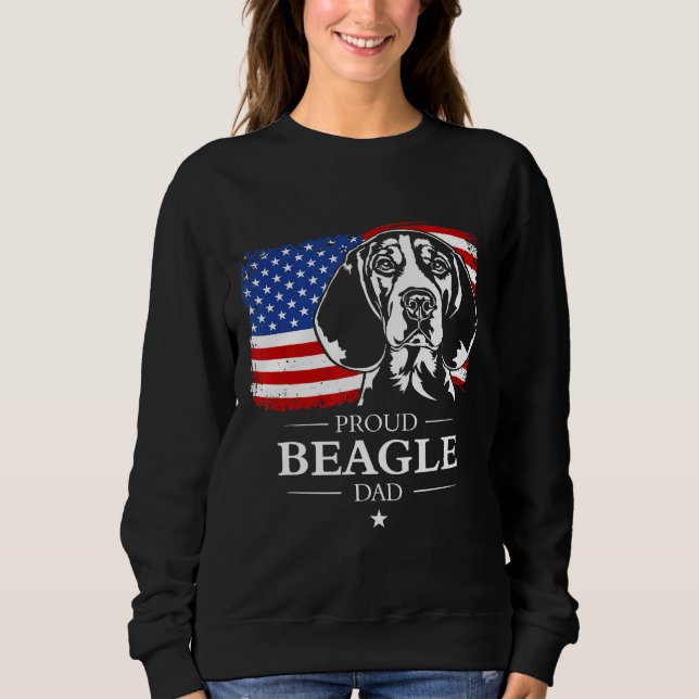 Manar Proud Beagle Pappa Amerikanska Flagga Patrio T Shirt (Framsida)