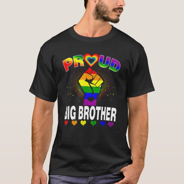 Manar Proud Big Brother Rainbow Lgbt Gay pride Mon T Shirt (Framsida)