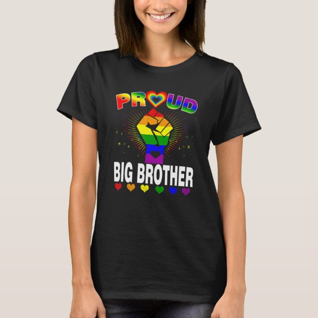 Manar Proud Big Brother Rainbow Lgbt Gay pride Mon T Shirt (Framsida)