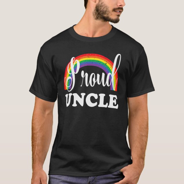 Manar Proud farbror Gay pride Rainbow T Shirt (Framsida)