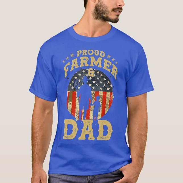 Manar Proud Farmer Pappa Patriotic Farming T Shirt (Framsida)