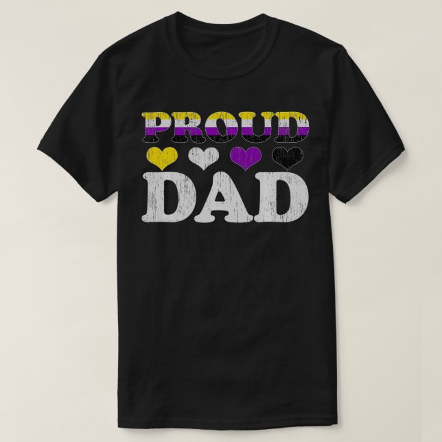 Manar Proud pappa Icke-binärt Pride Flagga HBT Far T Shirt (Design framsida)
