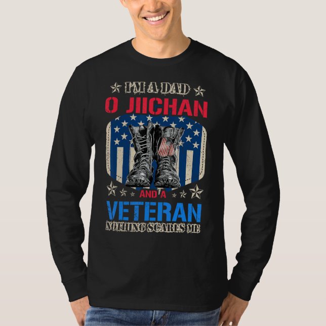 Manar Proud Pappa O Jiichan och Veteran Fars dag U T Shirt (Framsida)