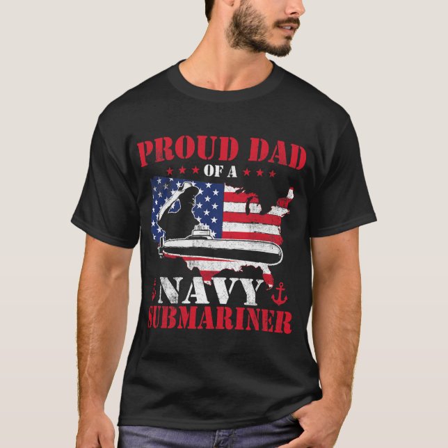 Manar Proud Pappa of a Navy Submariner - Patriotic T Shirt (Framsida)