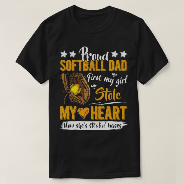 Manar Proud Softball Pappa Cute Softball Pappa T Shirt (Design framsida)