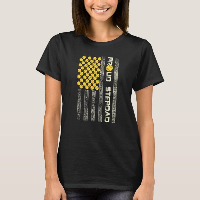 Manar Proud Stepdad American Flagga Softball Far P T Shirt (Framsida)