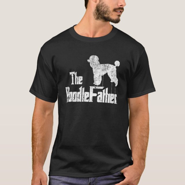Manar Pudel Pappa Hund Far Funny Doggie Puppy Pun T Shirt (Framsida)