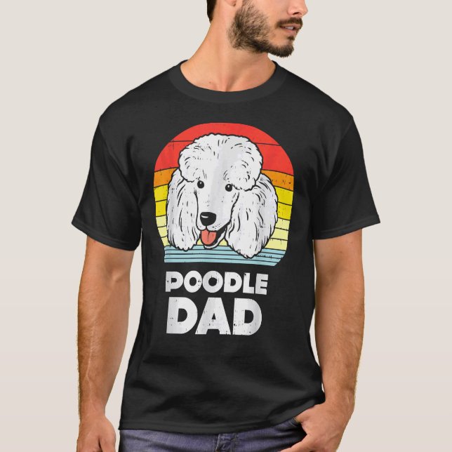 Manar Pudel Pappa Sunset Retro Animal Pet Hund äls T Shirt (Framsida)