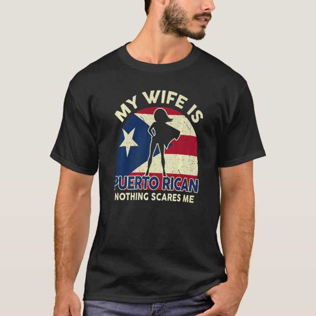 Manar Puerto Rico Flagga Min fru är Puerto Rican T Shirt (Framsida)