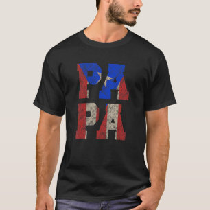 Manar Puerto Rico Pappa med Puerto Rican Flagga T Shirt