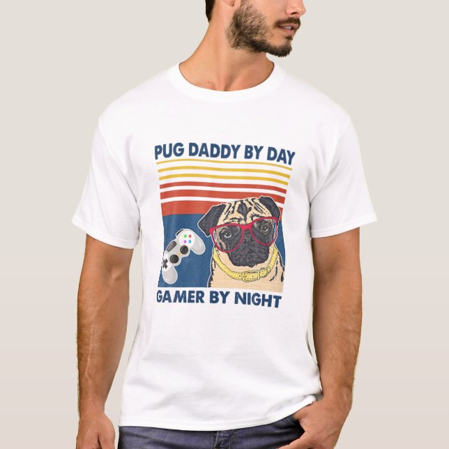 Manar Pug pappa per dag Rolig hund Älskare Fars da T Shirt (Framsida)