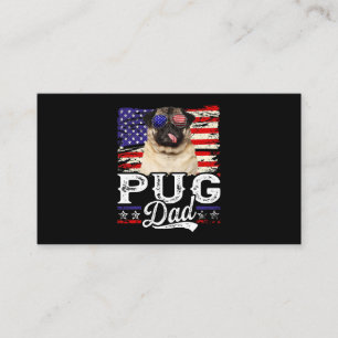 Manar Pug Pappa USA flagga Patriotic Fars dag Visitkort