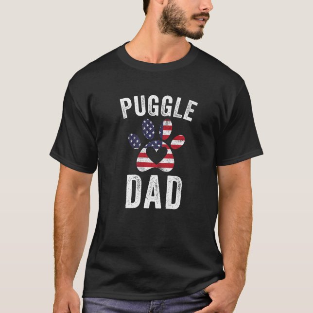 Manar Puggle Pappa Puggle Älskare Owner American F T Shirt (Framsida)
