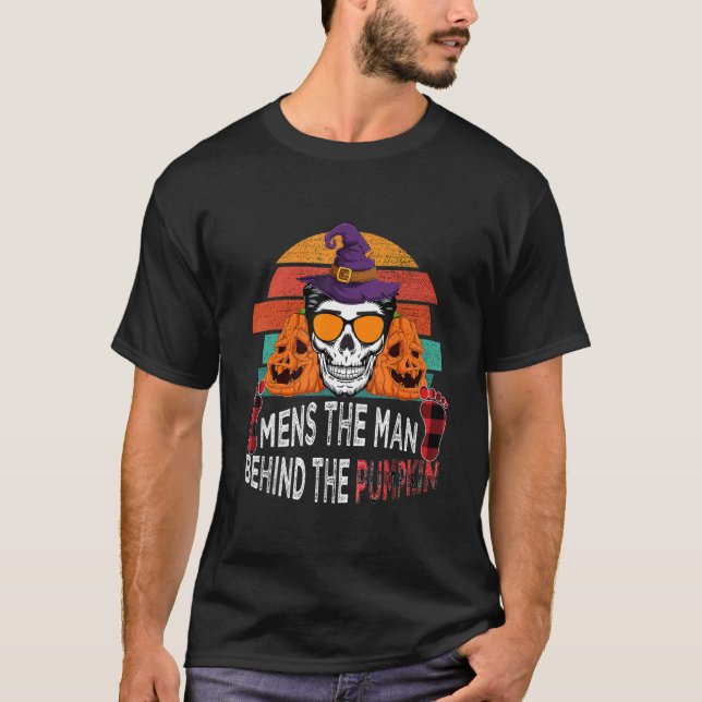 Manar Pumpkin-skalle med Buffalo plaid Sunglass g T Shirt (Framsida)