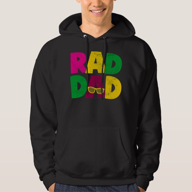 Manar Rad Pappa Funny Coola 1980's 80's Retro Stil Hoodie (Framsida)