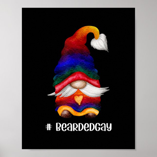 Manar Rainbow Heart Gnome with Beard BeardedGay Poster (Framsidan)