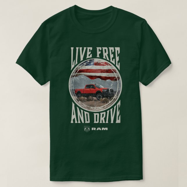 Manar Ram Lastbilar Live Free and Drive T Shirt (Design framsida)