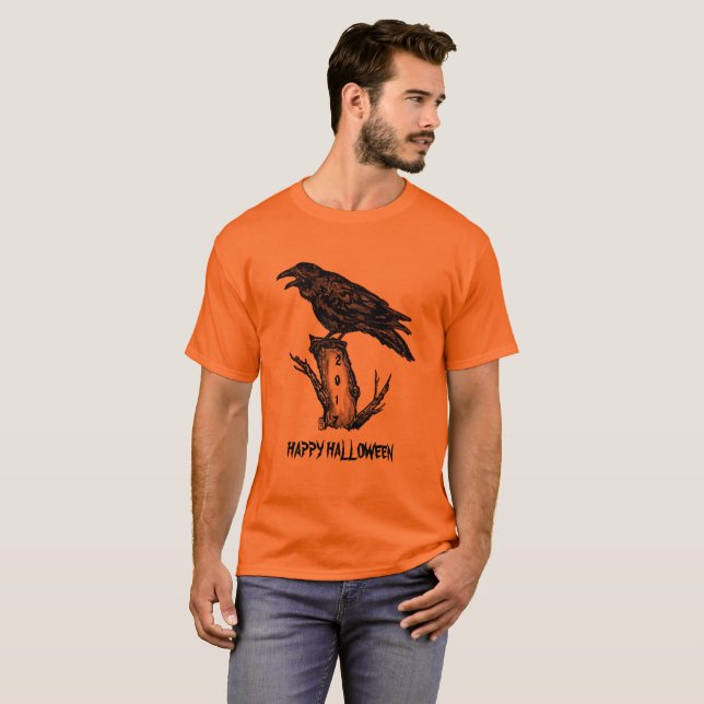 Manar Raven Halloween T Shirt Orange Personalize (Hel framsida)