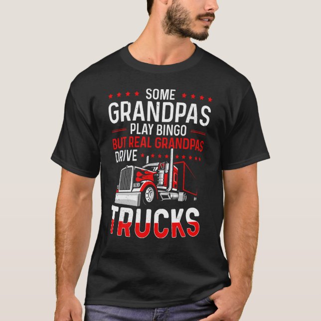 Manar Real Grandpas Drive Lastbilar Lastbil Driver T Shirt (Framsida)