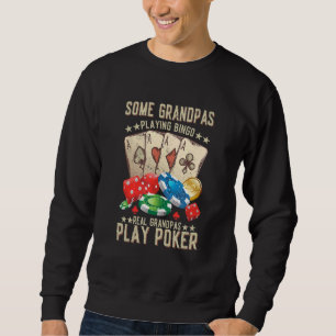 Manar Real Grandpas Play Poker Casino Gambling Lång Ärmad Tröja