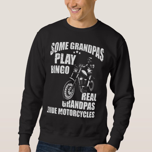 Manar Real Grandpas Ride Motorcycle Biker Granddad Lång Ärmad Tröja (Framsida)