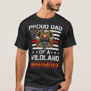 Manar Red Line Flagga Proud Pappa av Wildland Fire T Shirt