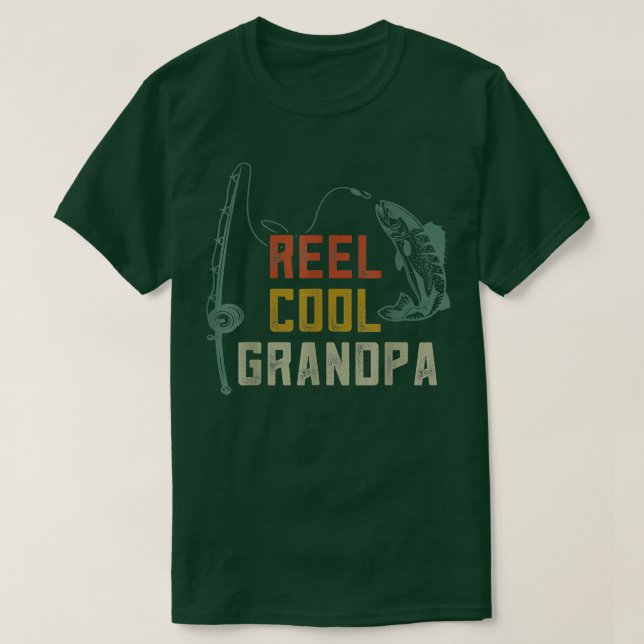 Manar Reel Coola Grandpa FishShirts Roligt Far T Shirt (Design framsida)