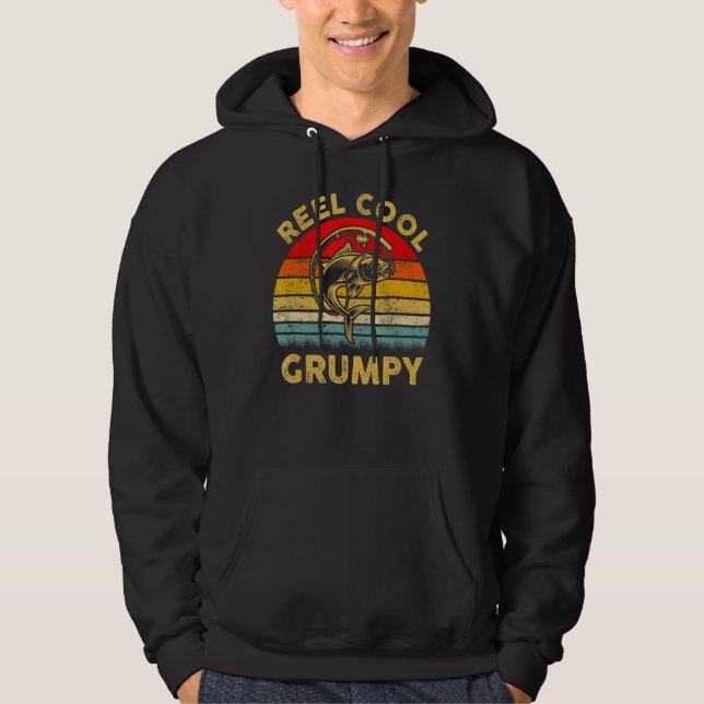 Manar Reel Coola Grumpy Fishing Fars dag Fisher Hoodie (Framsida)