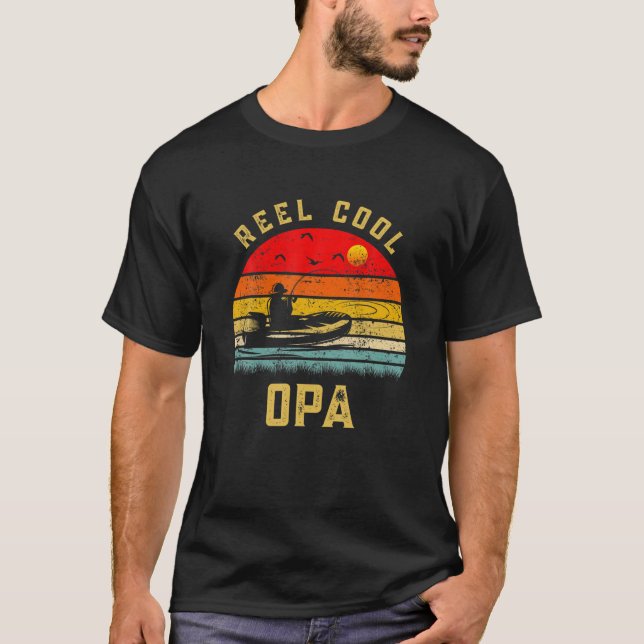 Manar Reel Coola Opa Fishing Älskare Gift for Far T Shirt (Framsida)