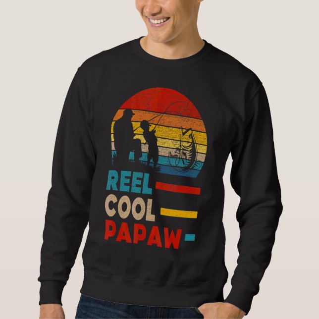 Manar Reel Coola Papaw Fisherman pappa Far Day F Lång Ärmad Tröja (Framsida)