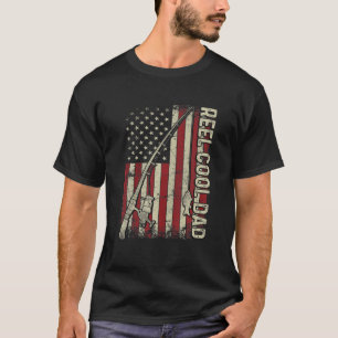 Manar Reel Coola Pappa Amerikanska Flagga Fishing T Shirt