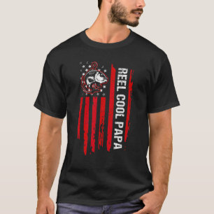 Manar Reel Coola Pappa Amerikanska Flagga Fishing T Shirt