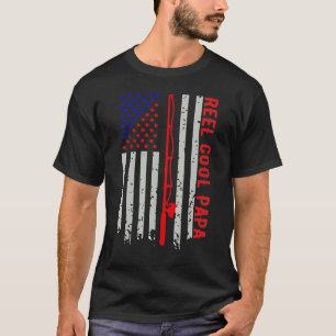 Manar Reel Coola Pappa Amerikanska Flagga Fishing T Shirt