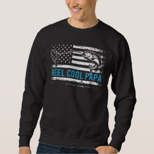 Manar Reel Coola Pappa Amerikanska Flagga Fiske Tj Lång Ärmad Tröja