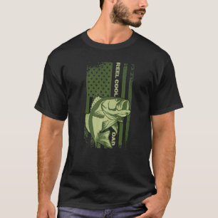 Manar Reel Coola Pappa Fiske efter amerikansk Flag T Shirt